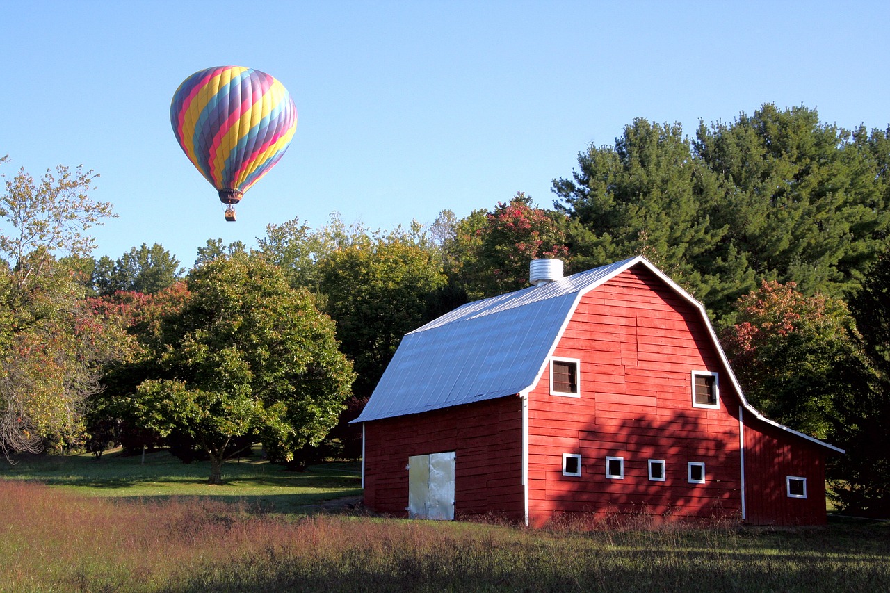 red barn hot air balloon asheville free photo