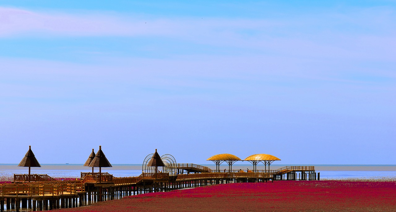 red beach sea red free photo