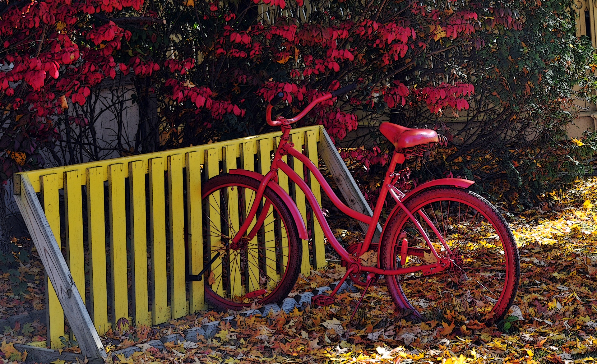 Красный велосипед фото
