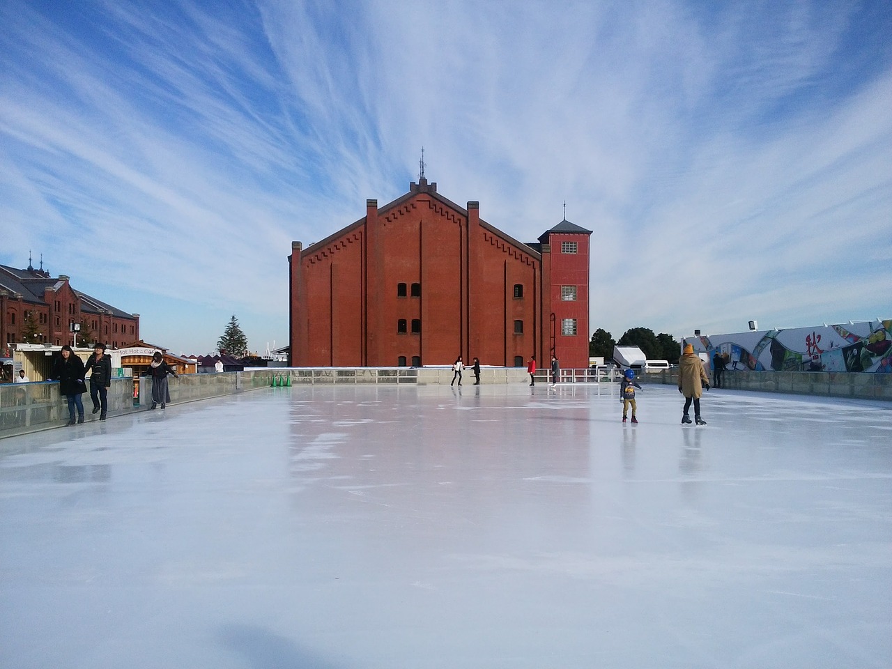 red brick warehouse skate contrail free photo