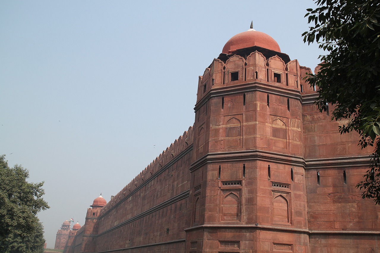 red fort new delhi moghul fort wall free photo