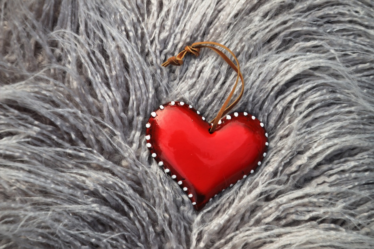 red heart  fur  pillow free photo