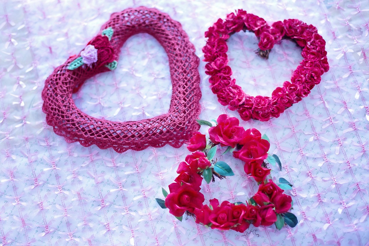 red hearts floral hearts valentine free photo