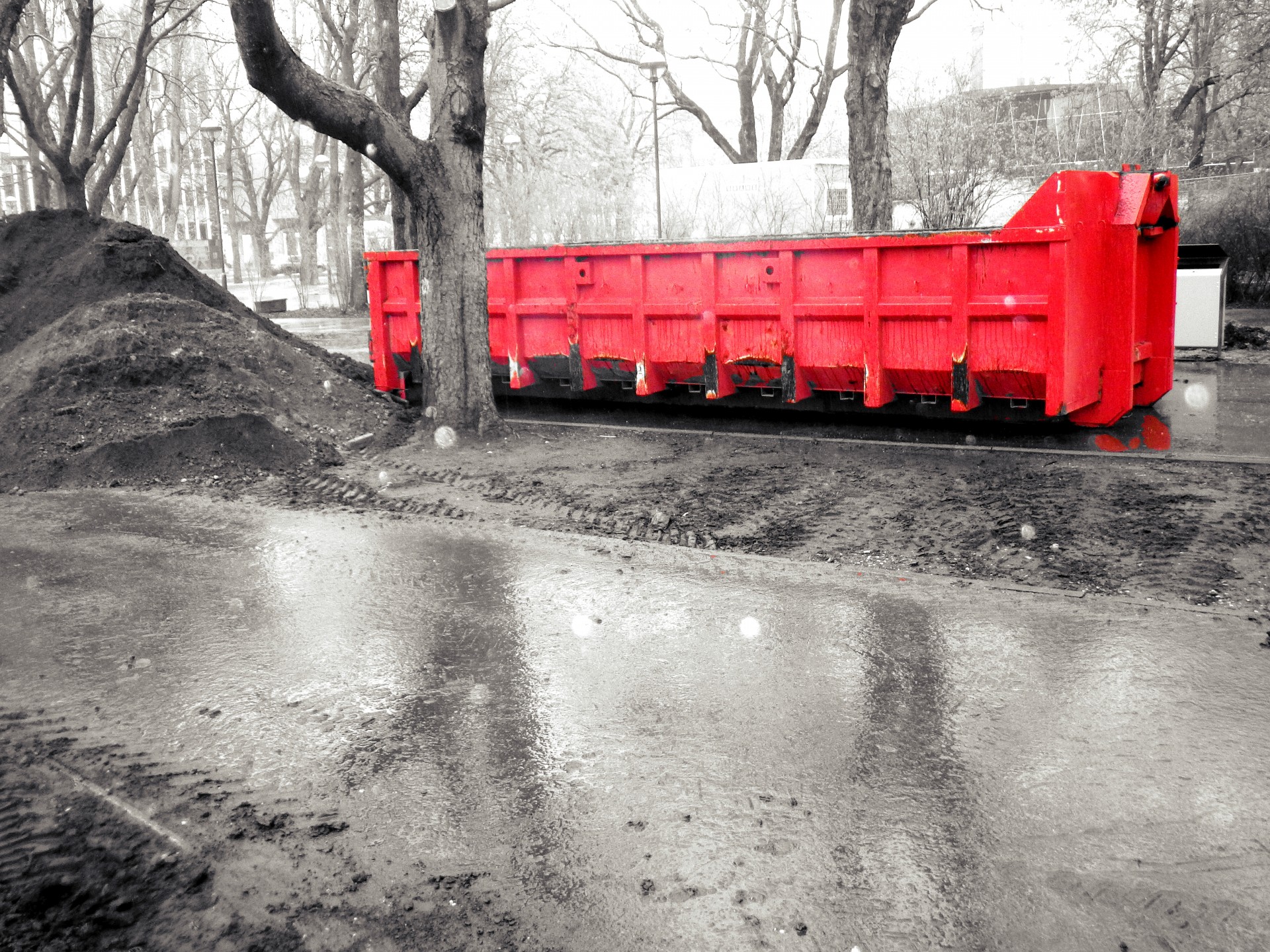 photo moment red industrial bin free photo