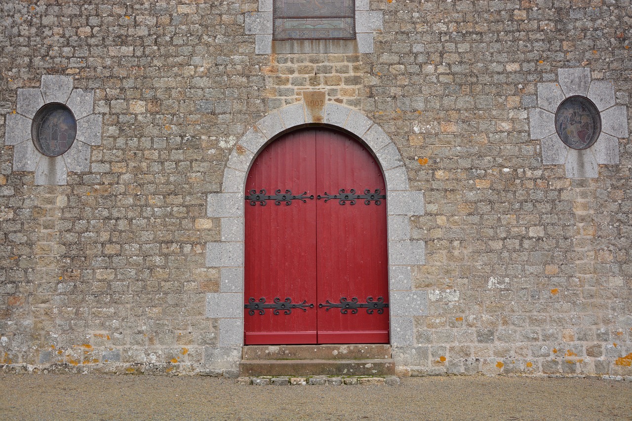 red portal portal church buildings free photo