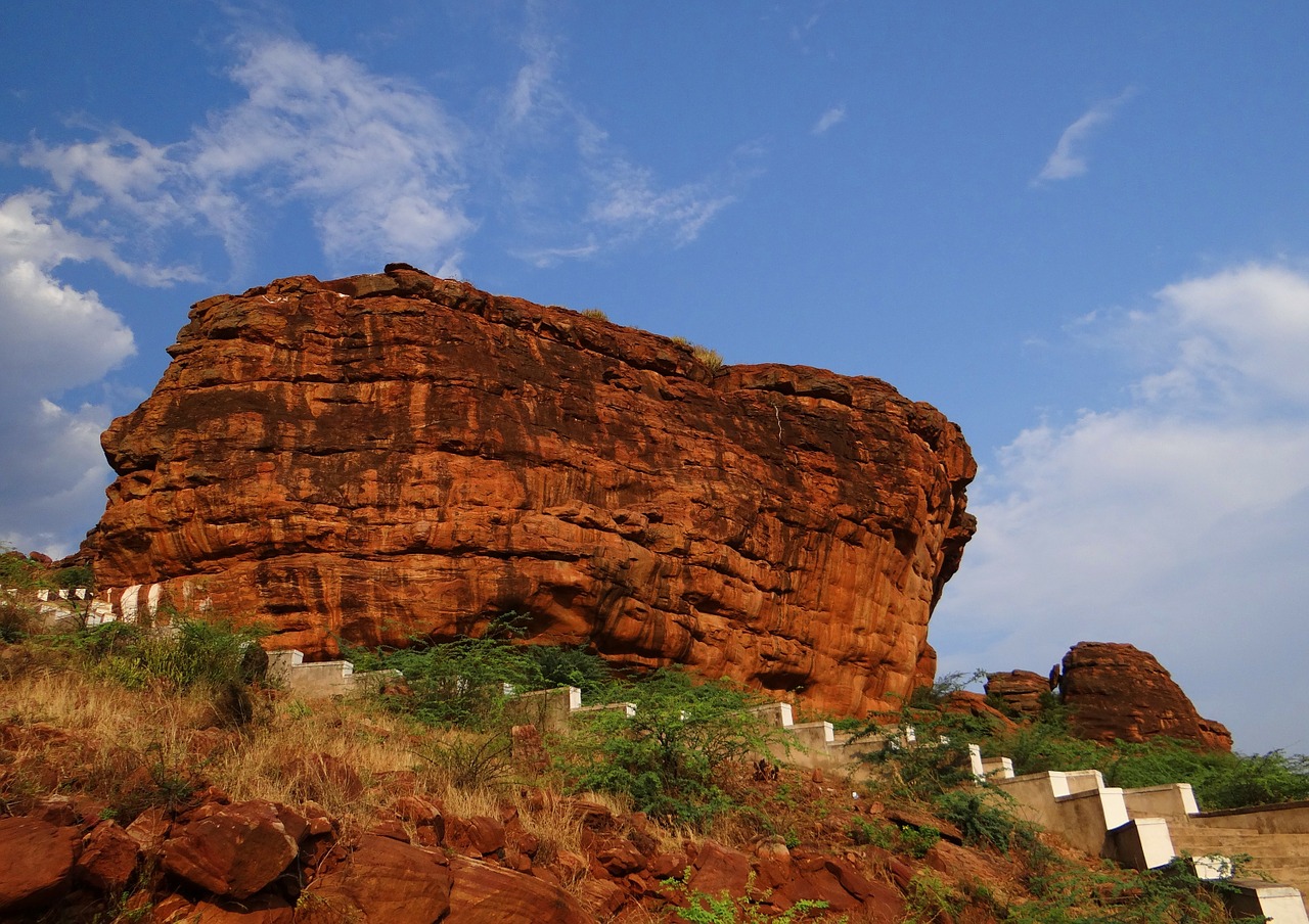 red sandstone monolith eroded free photo