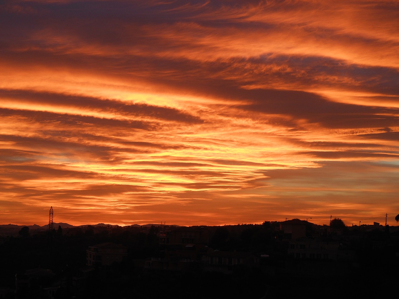 red sky horizon sun free photo