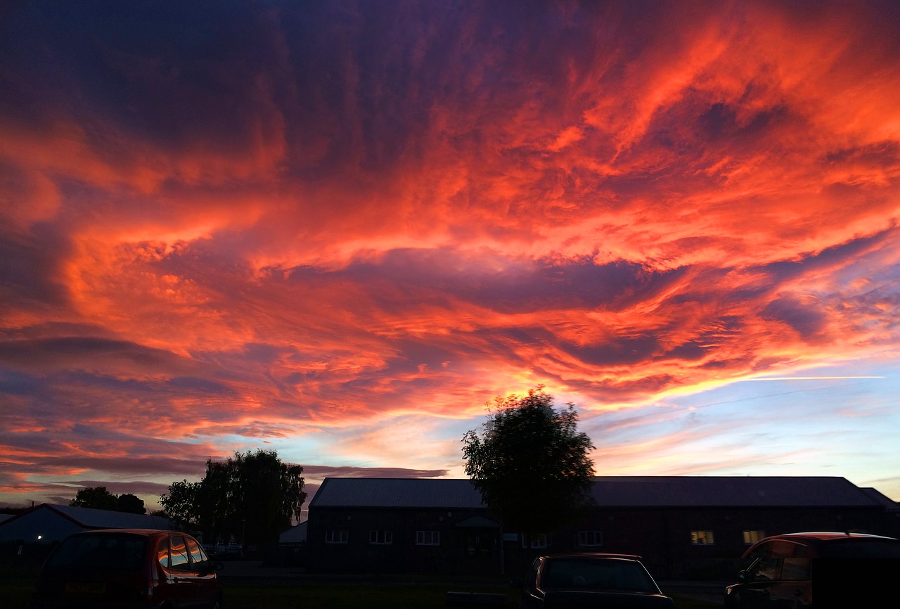 red sky  evening  dusk free photo