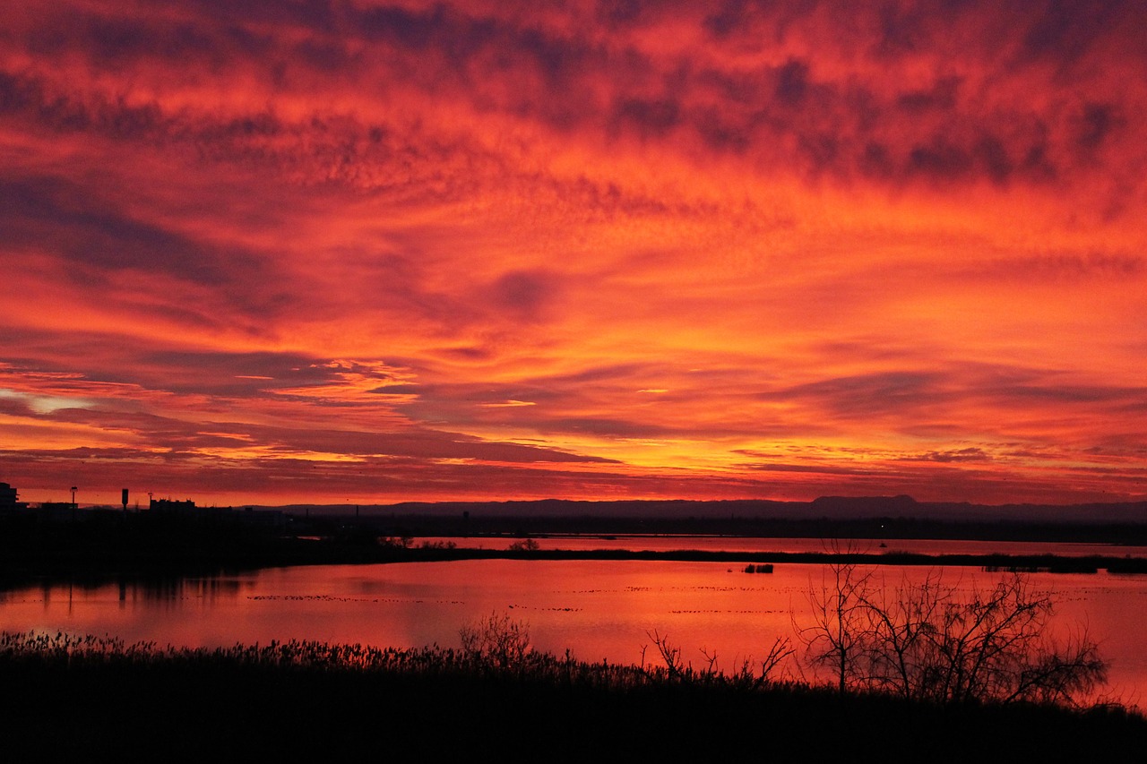 red sunset crimea lake free photo