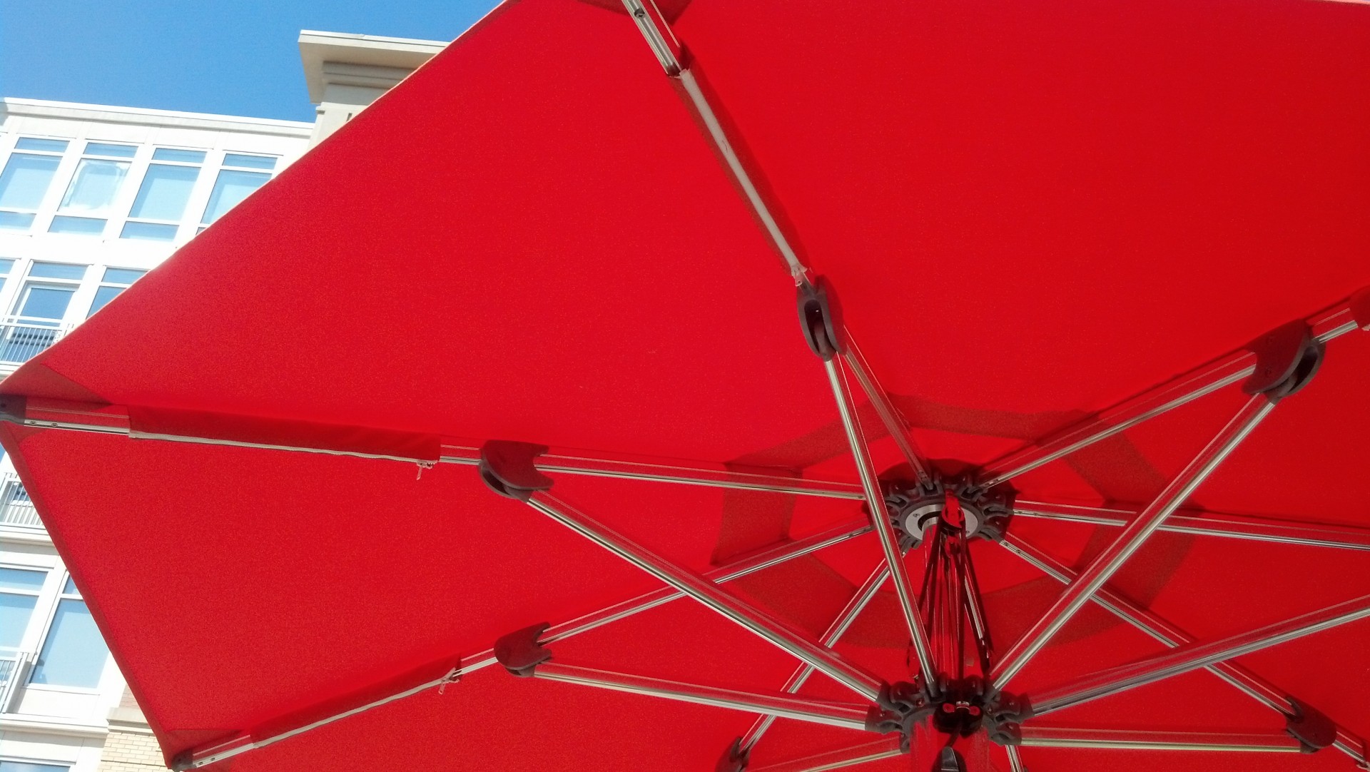 red umbrella patio free photo