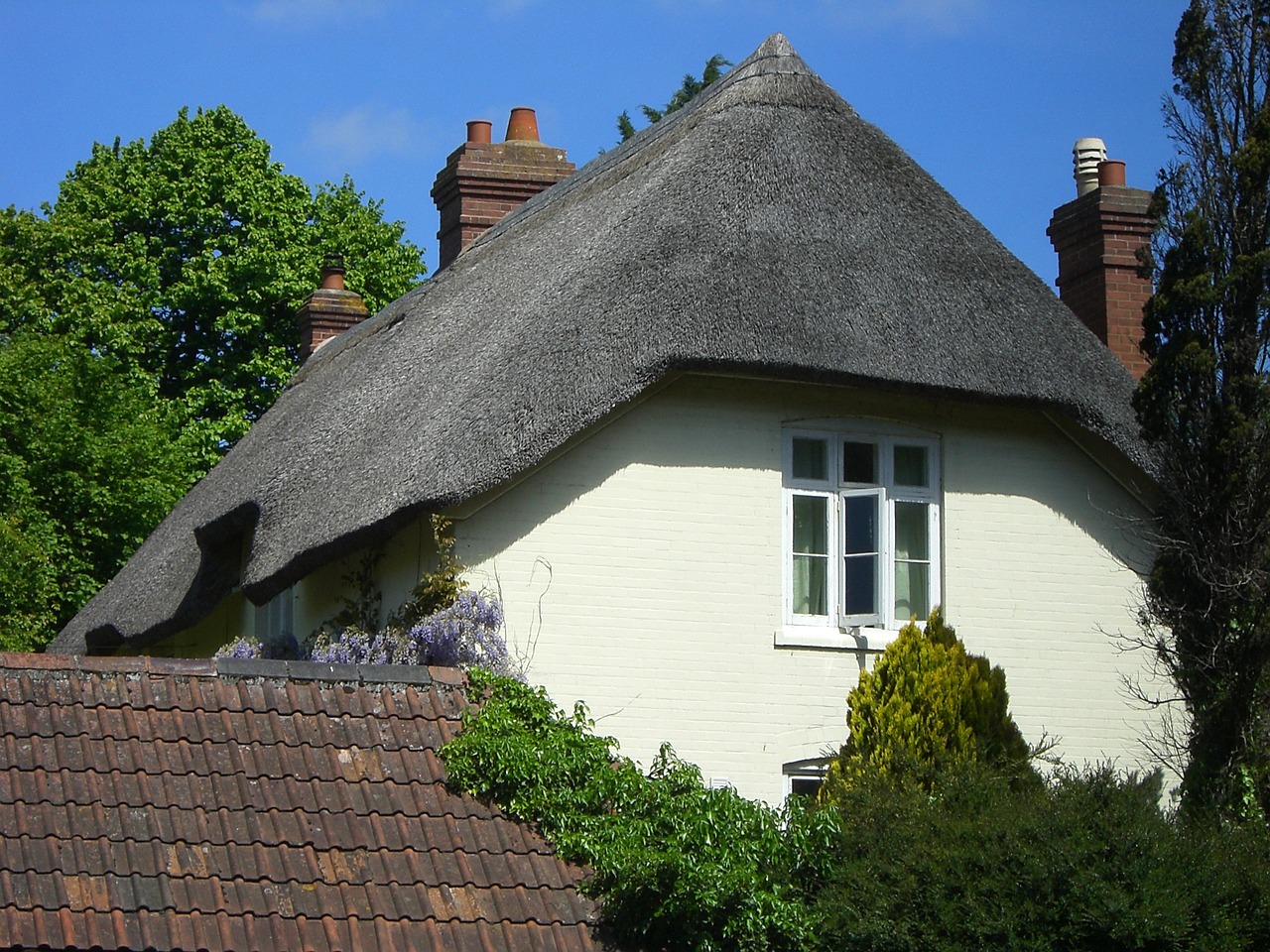 reed roof farmhouse summer free photo