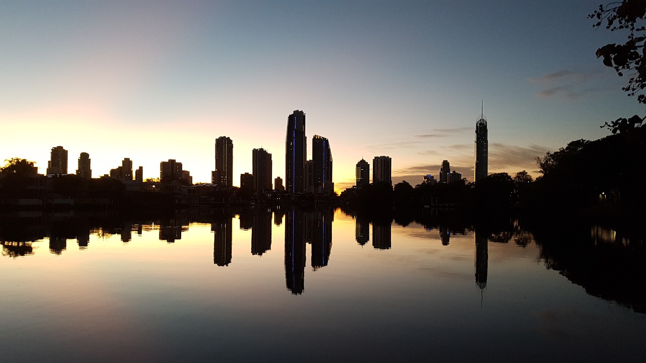 reflection city sunrise free photo