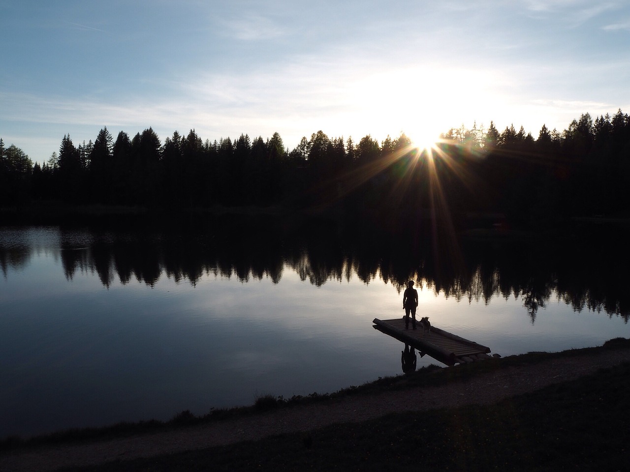 reflection lake sunset free photo