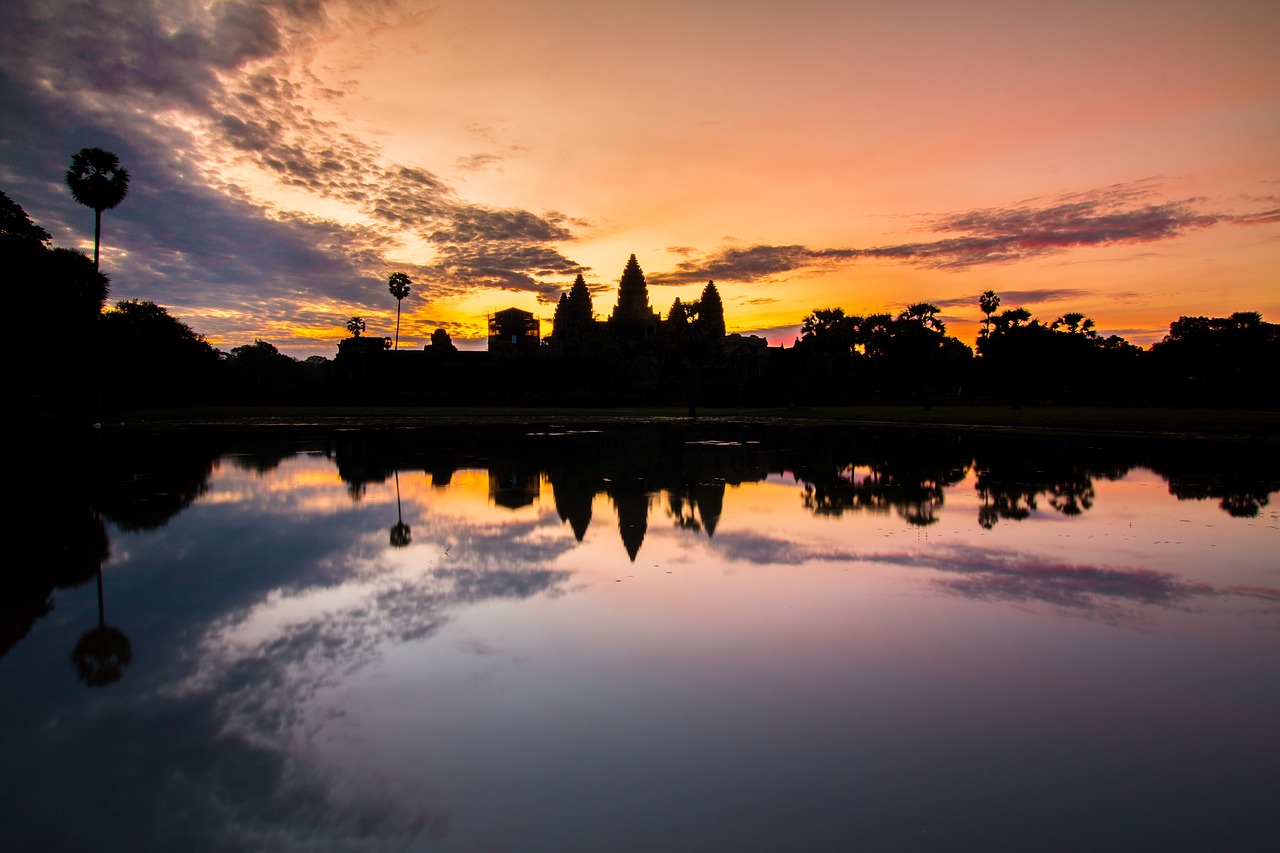 reflection sunset dawn free photo