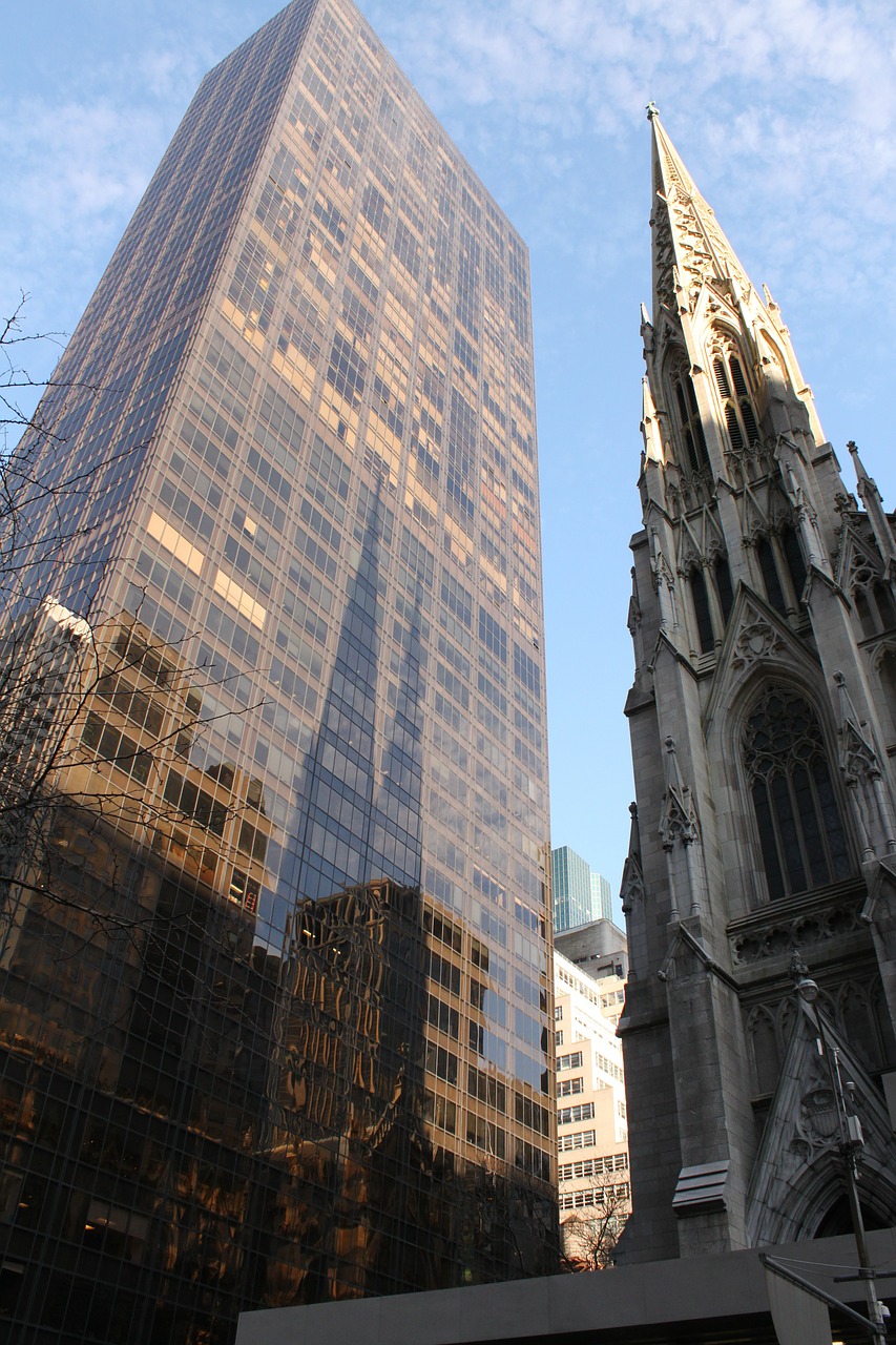 reflection cathedral manhattan free photo