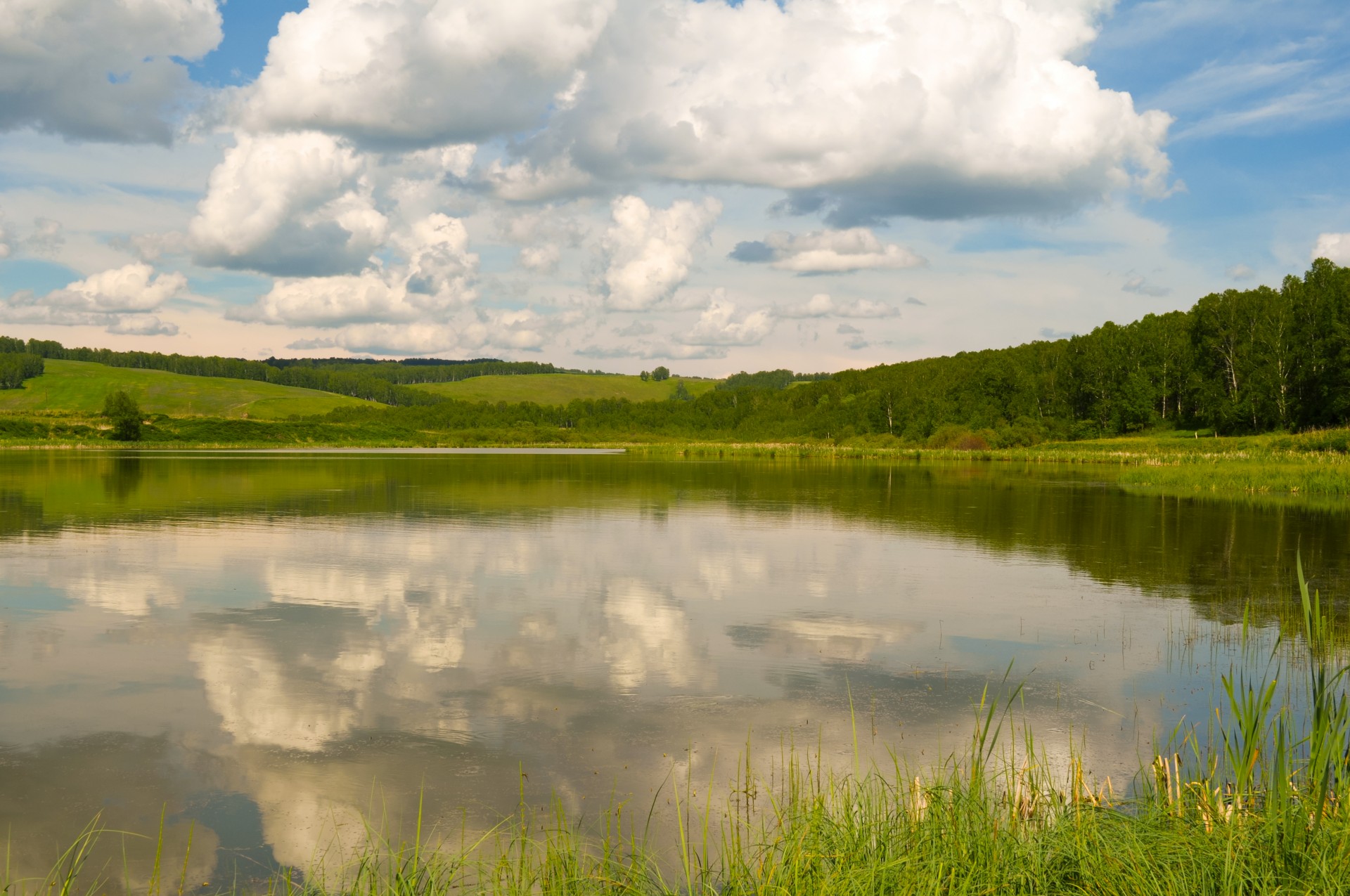 lake sky clouds free photo