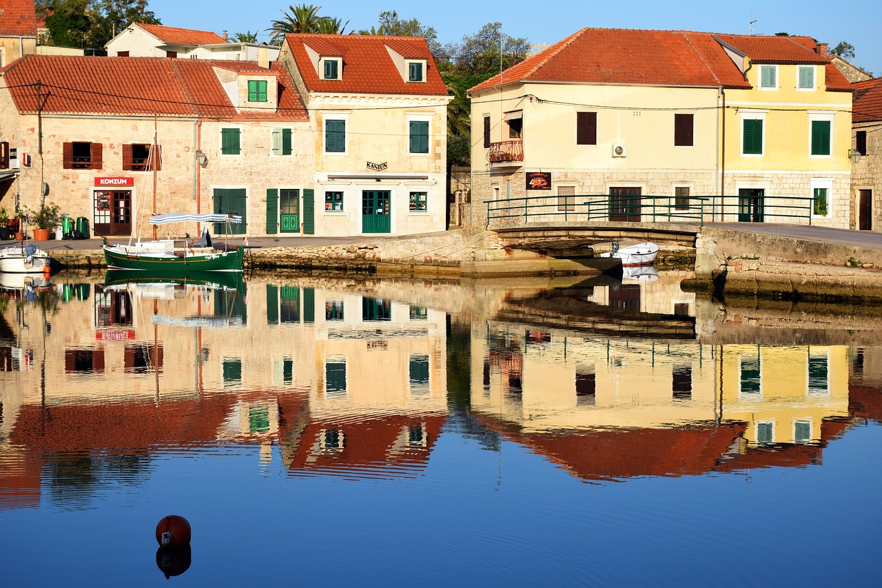 reflections houses adriatic free photo