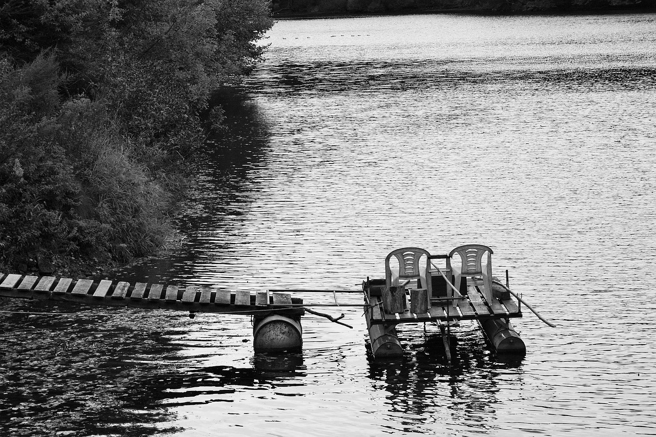 relax river black and white free photo