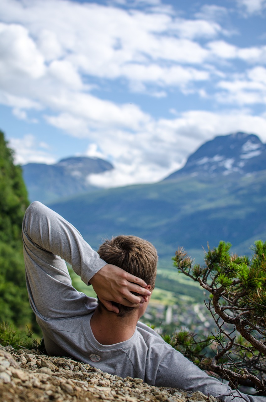 relaxation mountains top view free photo