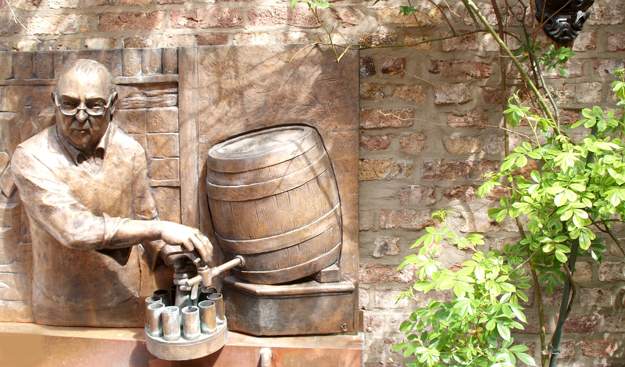 relief bronze beer keg free photo