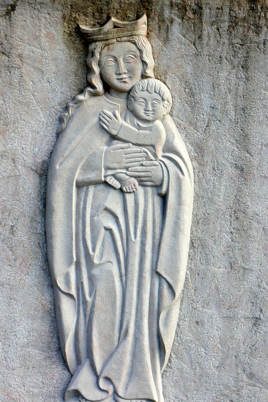 relief stone madonna free photo