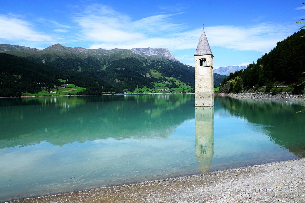 reschensee tower church free photo