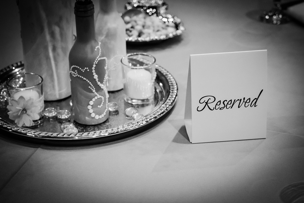 reserved sign wedding decorations table free photo