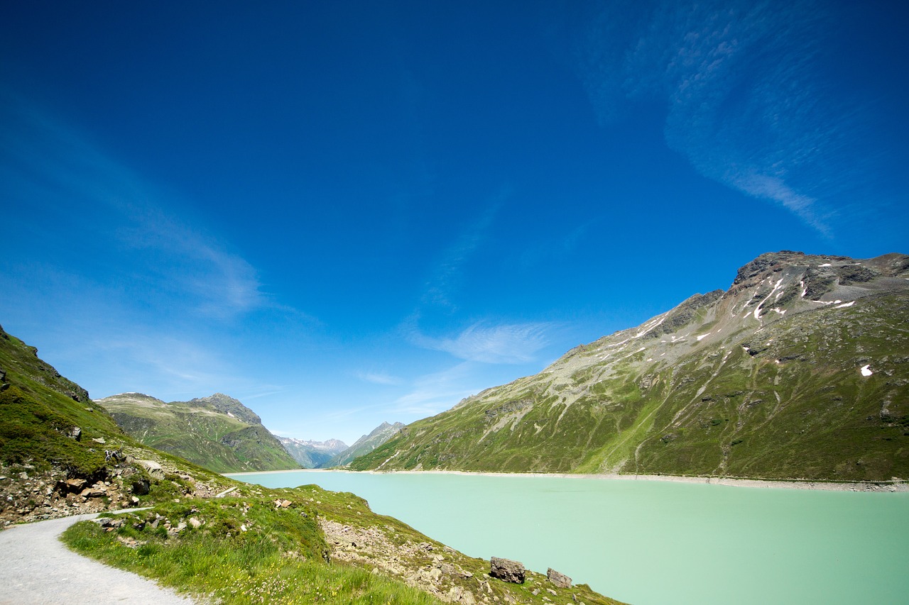 reservoir mountains alpine free photo