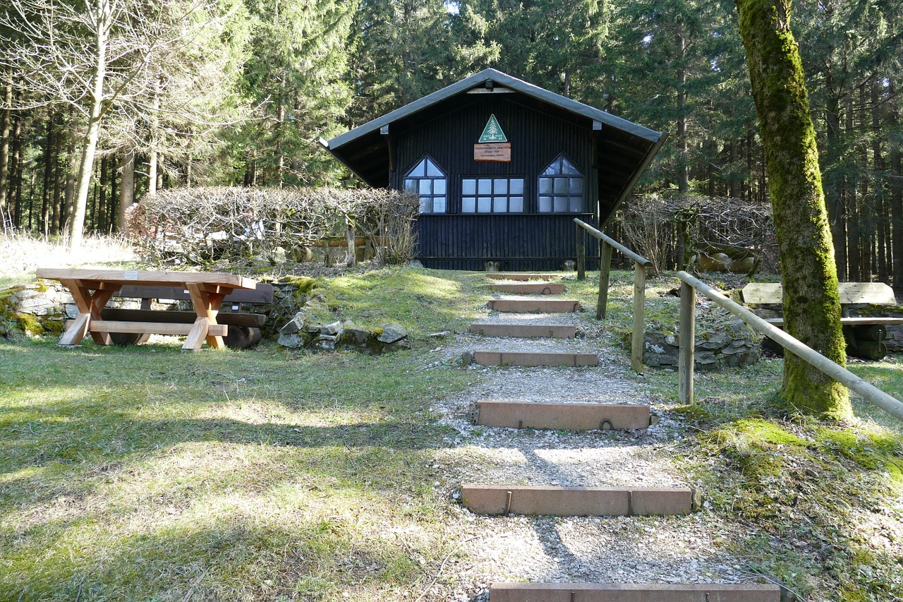 rest house idyllic forest free photo