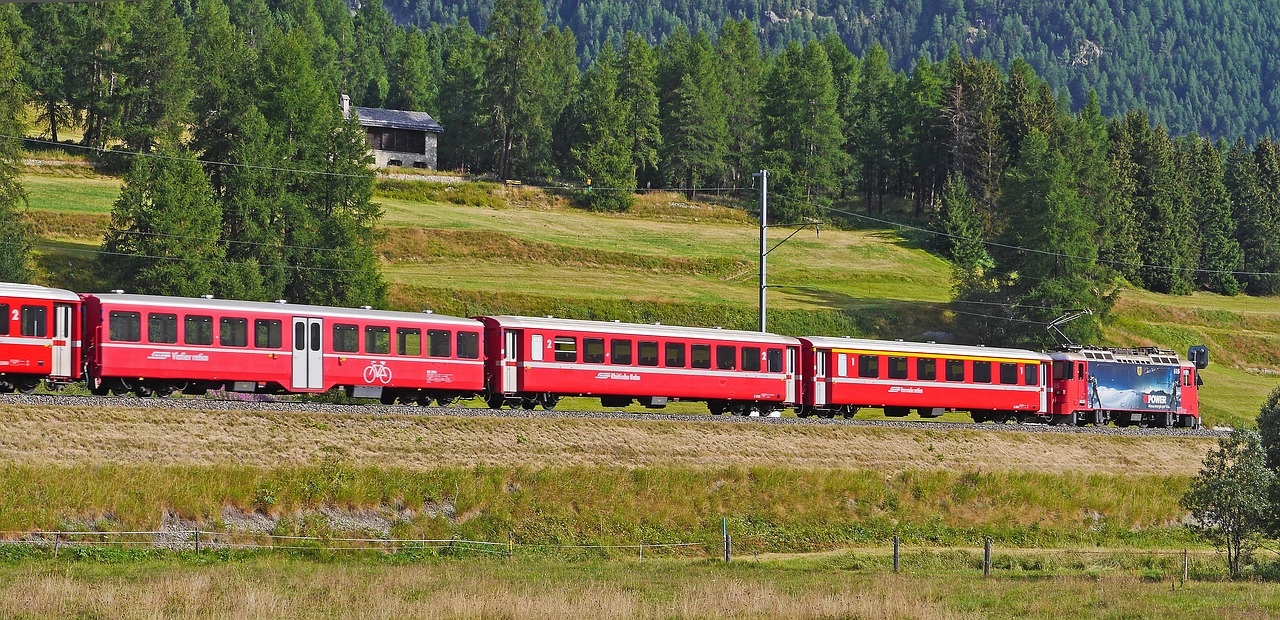 rhaetian railways engadin summer morning free photo