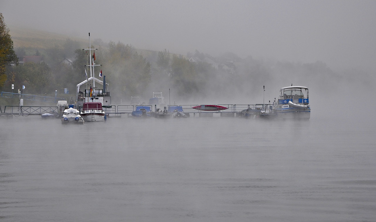 rhine fog ship free photo