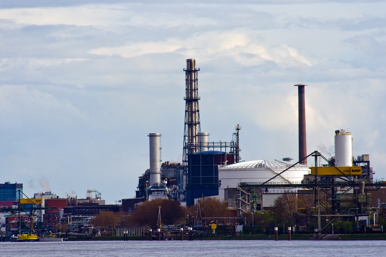 rhine ludwigshafen industrial plant free photo