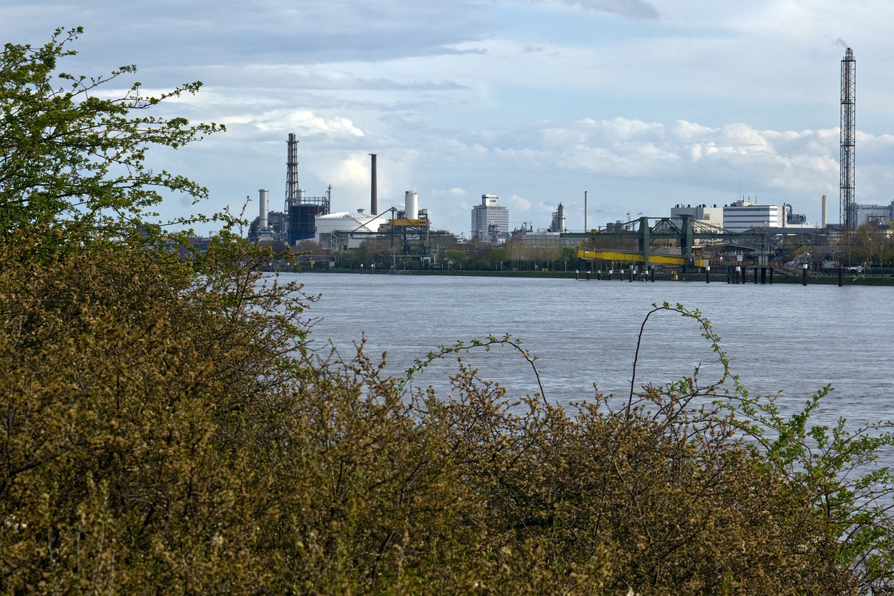 rhine ludwigshafen industrial plant free photo