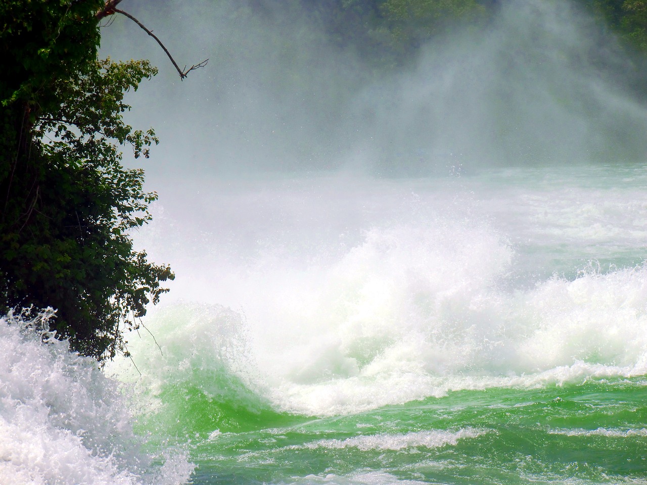 rhine falls waterfall spray free photo