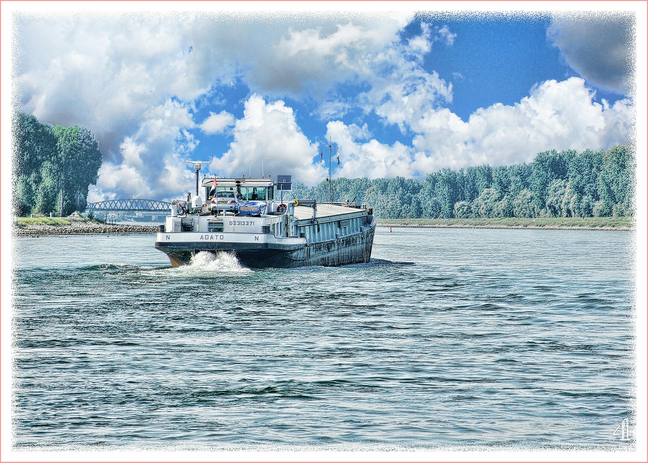 rhine ferry art paint free photo