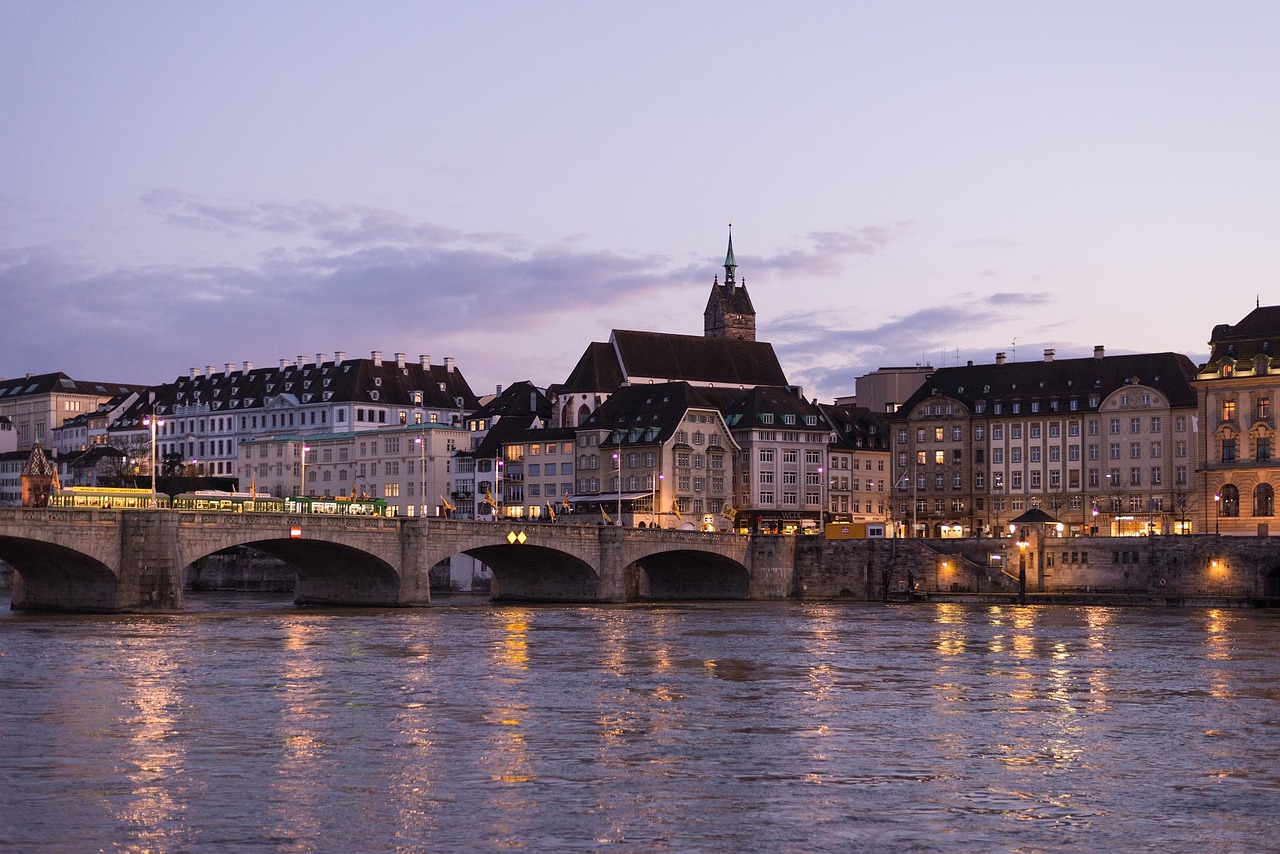 rhine river middle bridge landmark free photo