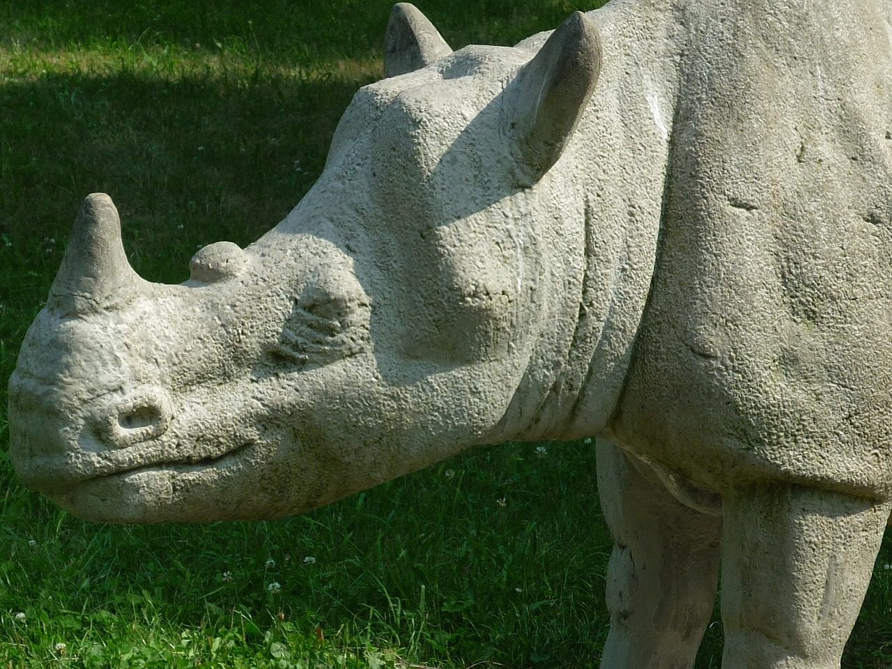 rhino stone figure meadow free photo