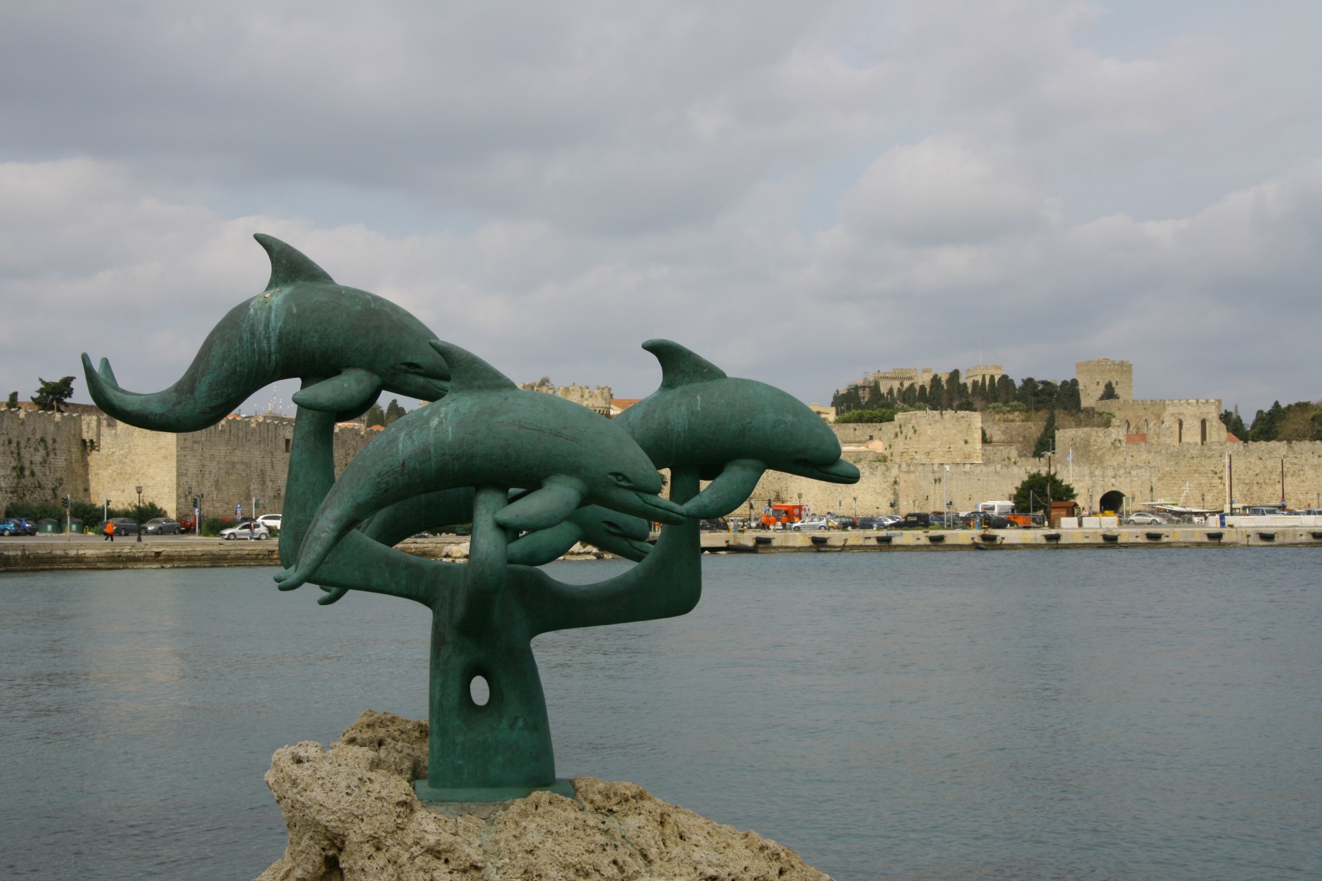 rhodes city dolphins free photo