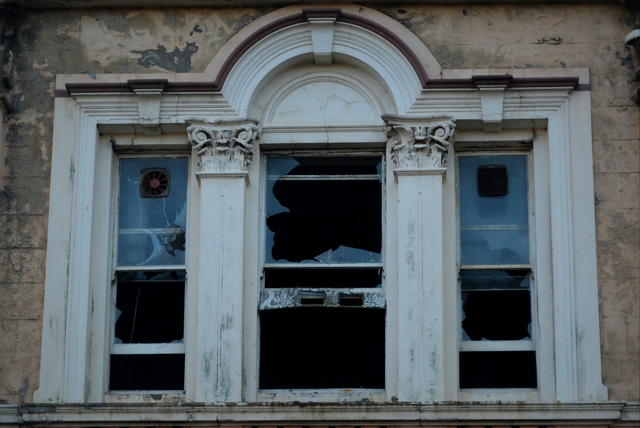 rhombus dilapidated building vandalism free photo