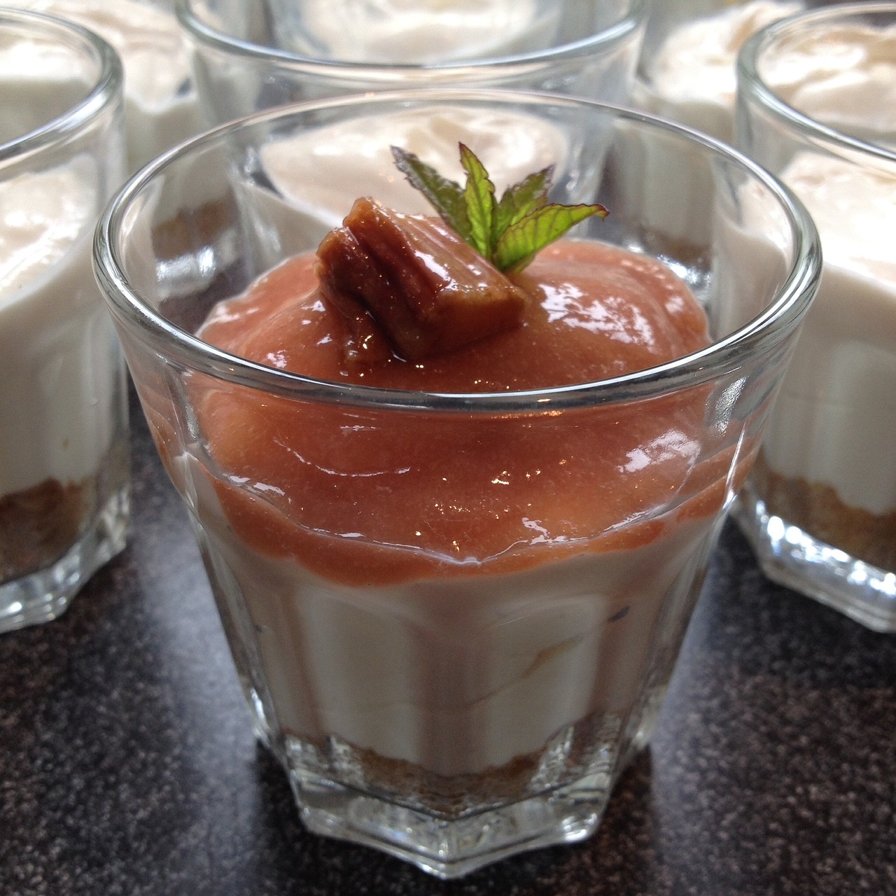 rhubarb yoghurt pudding free photo