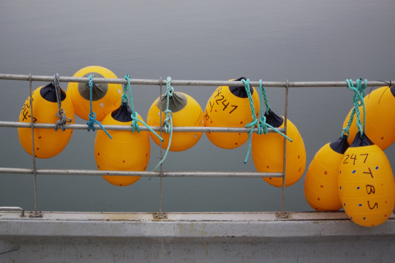 ribbed floats buoys commercial fishing free photo