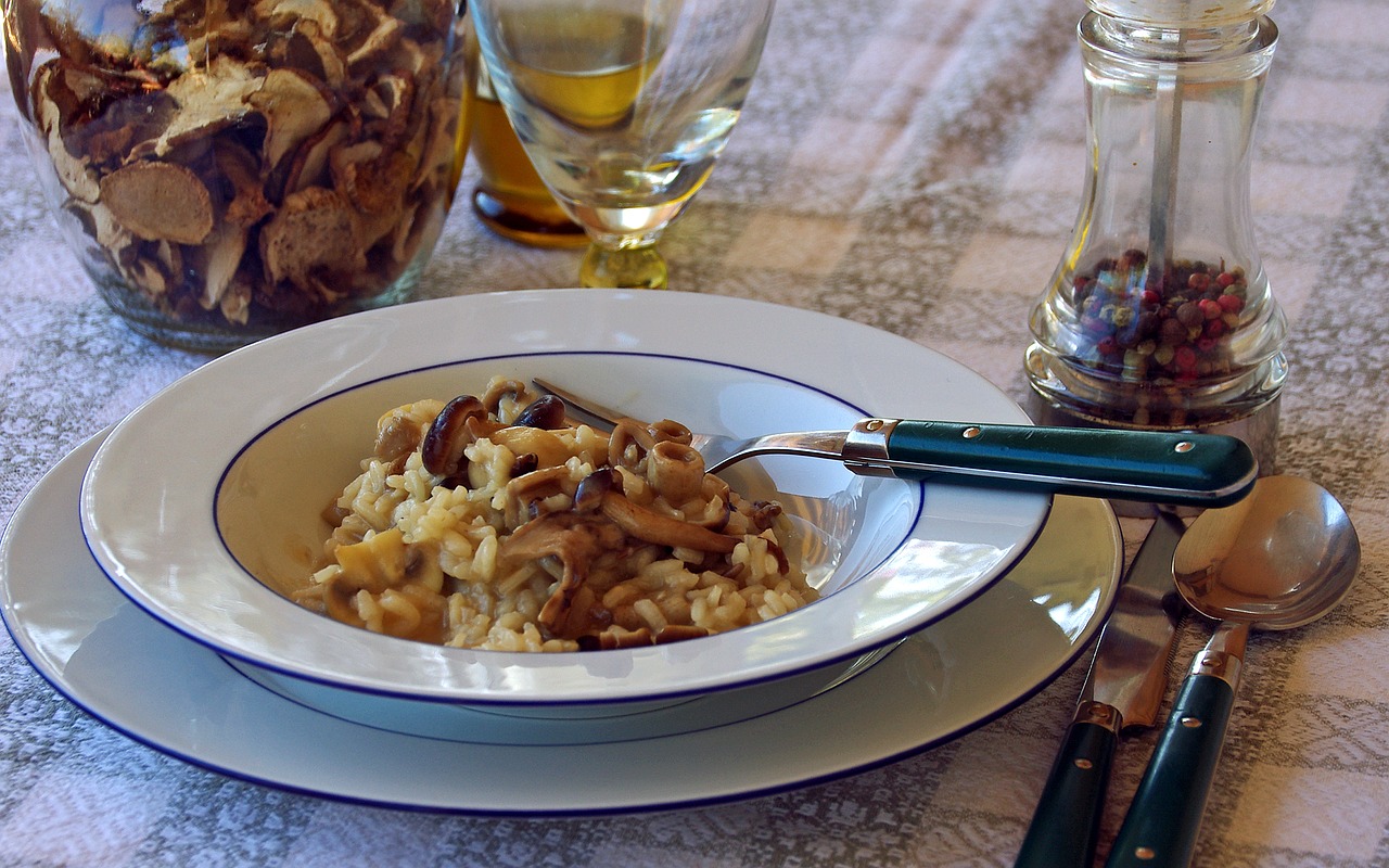 rice mushroom risotto italian cuisine free photo