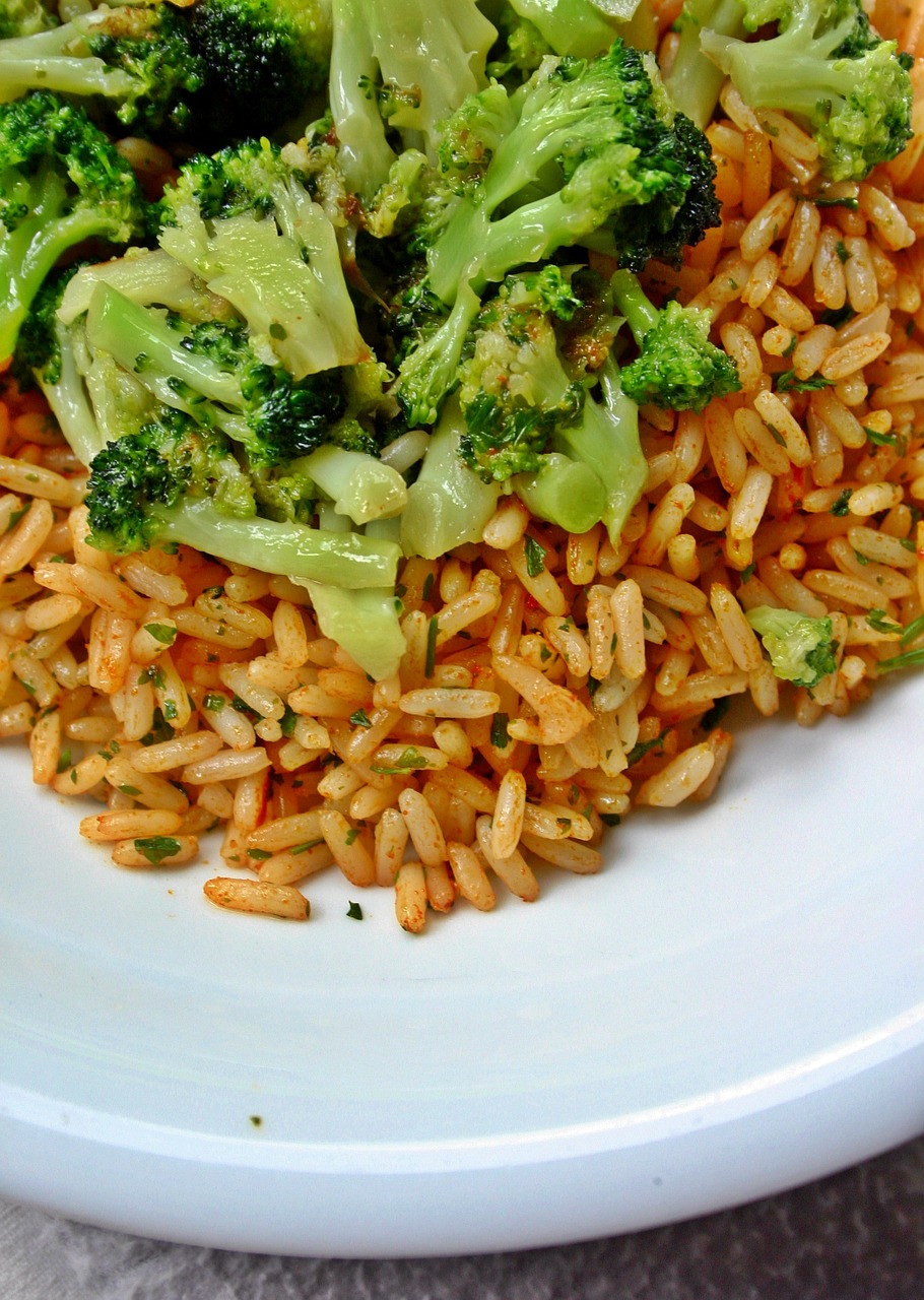 rice vegetables broccoli free photo