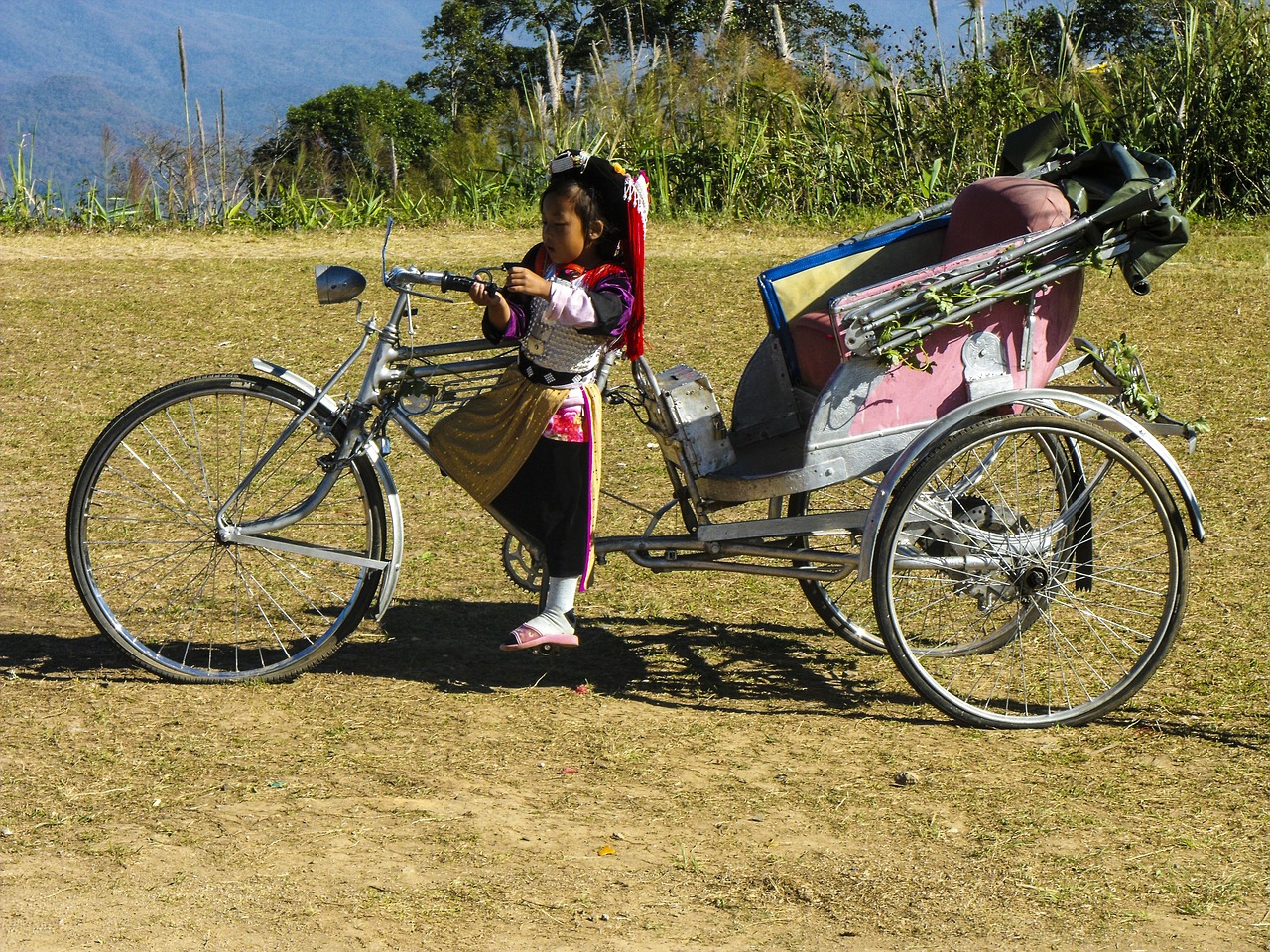 rickshaw little girl costume free photo