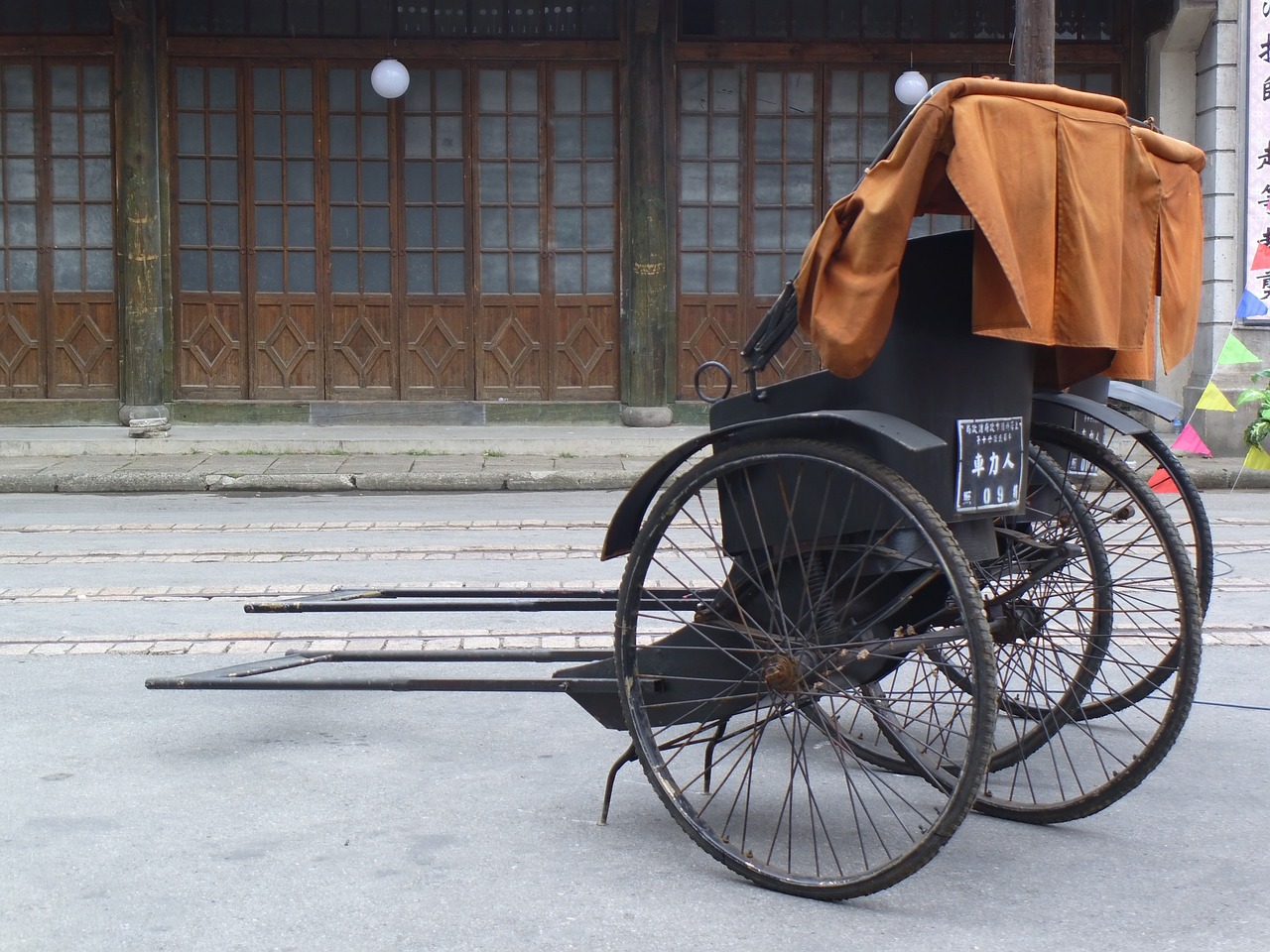 rickshaw old shanghai pier free photo