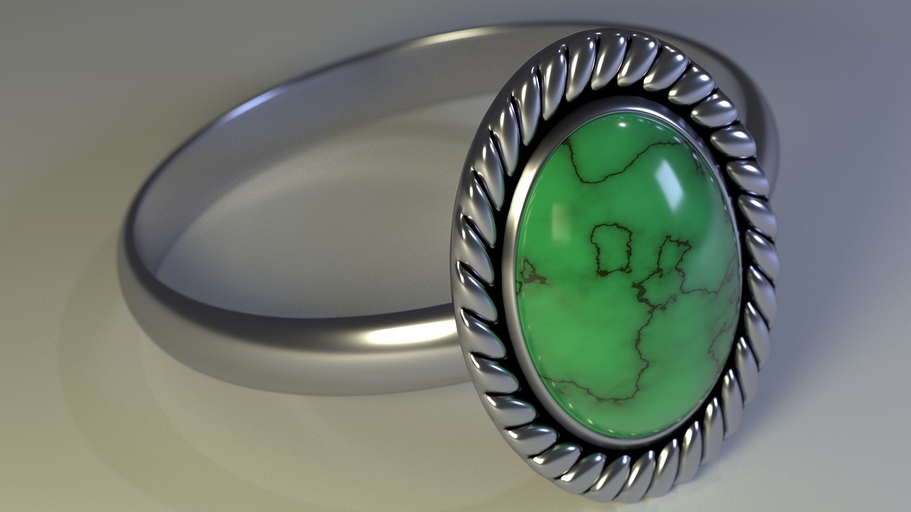 ring green silver free photo