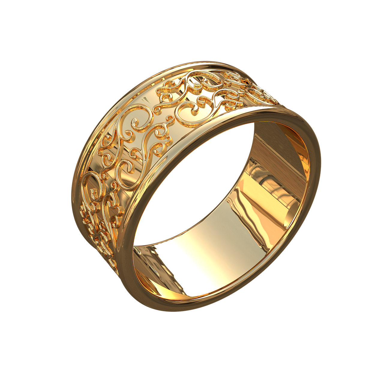 ring with patterns  gold jewelry  transparent background free photo