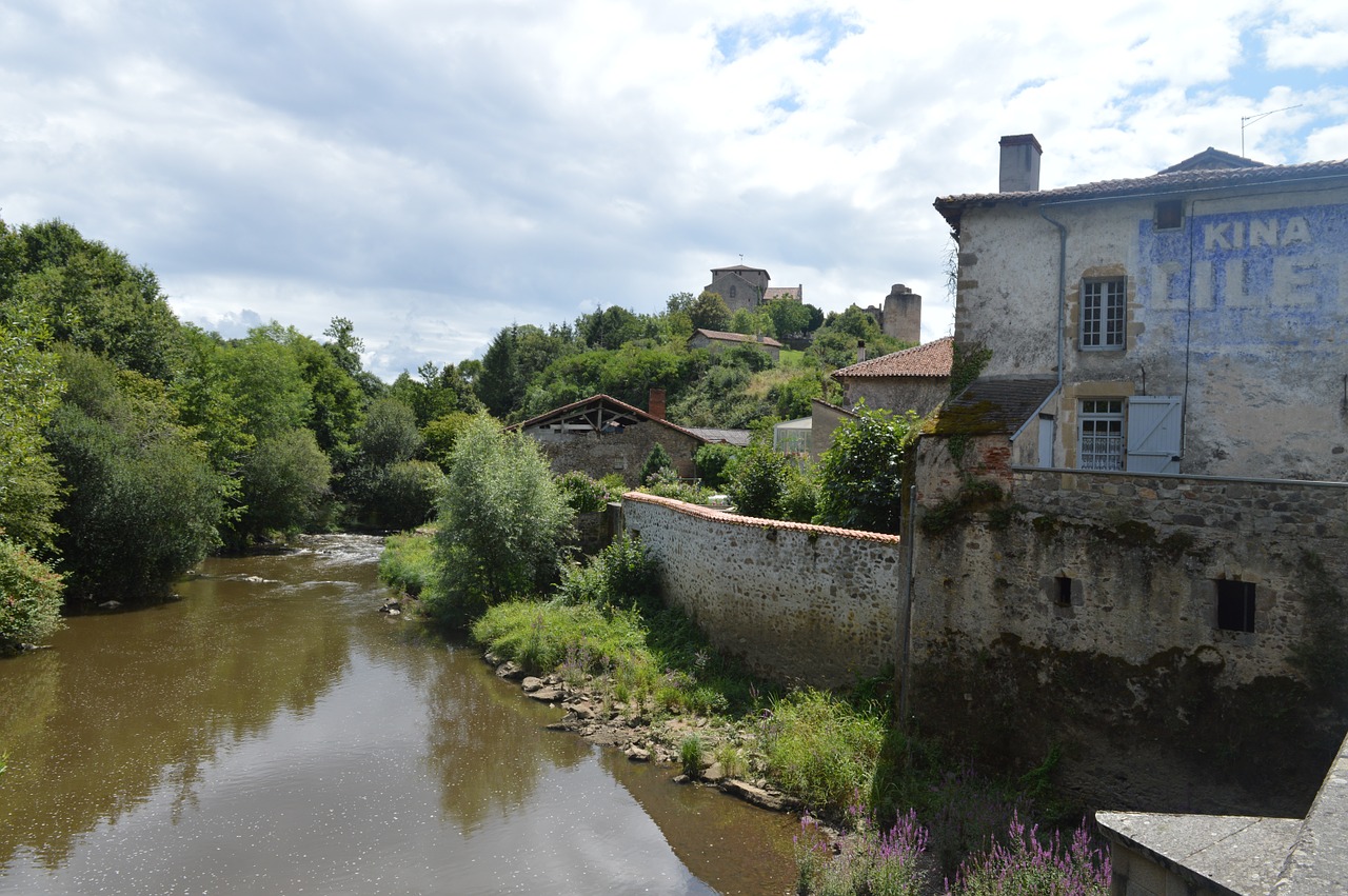 river bridge village landscape free photo