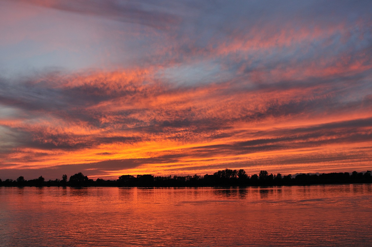 river sunset sky free photo