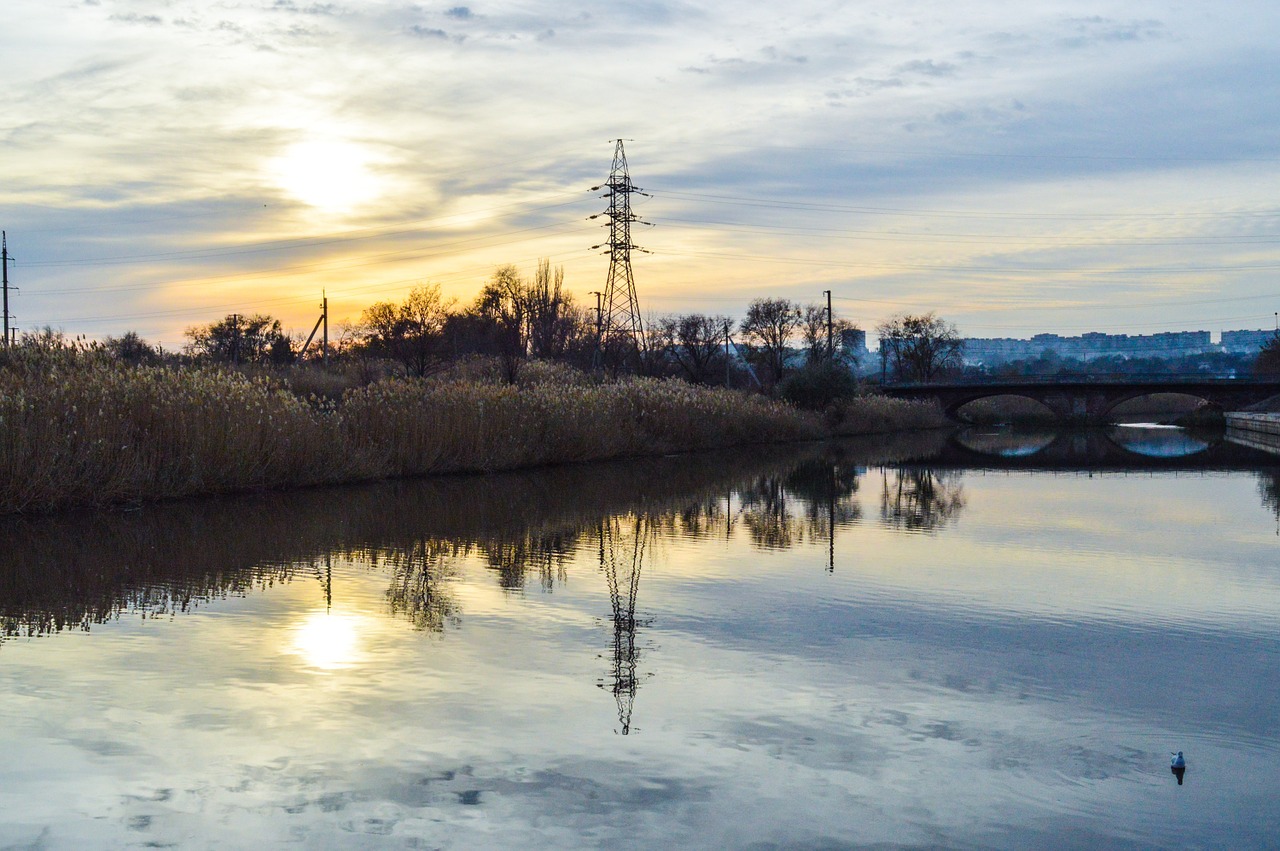 river sunset mariupol free photo